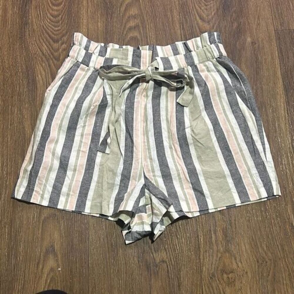 Express stripe linen blend shorts high rise shortie
